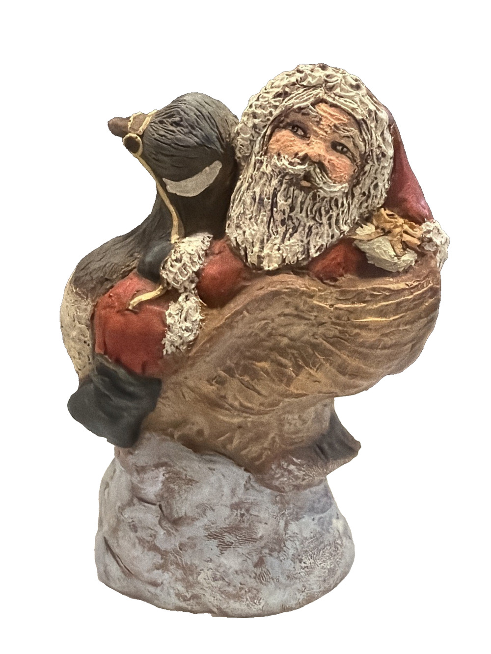 Vintage JJW Santa Figurine Riding Goose 10044 Hand Painted Resin As Us